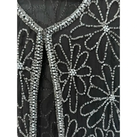 Mark & John Women's Black & Silver Beaded Jacket Size Medium - Picture 3 of 7